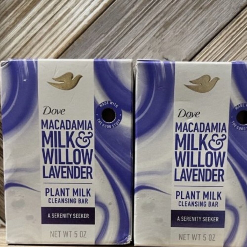 Dove 2pc BundMacadamia Milk & Willow Lavender Plant Milk Cleansing Bars 5oz each